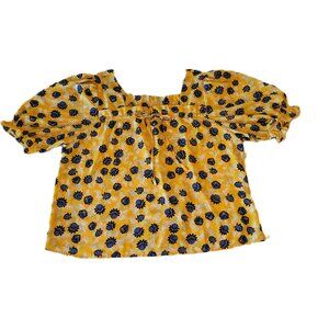 Zac & Rachel Square Neck Yellow/Blue/White Floral Blouse Size XL